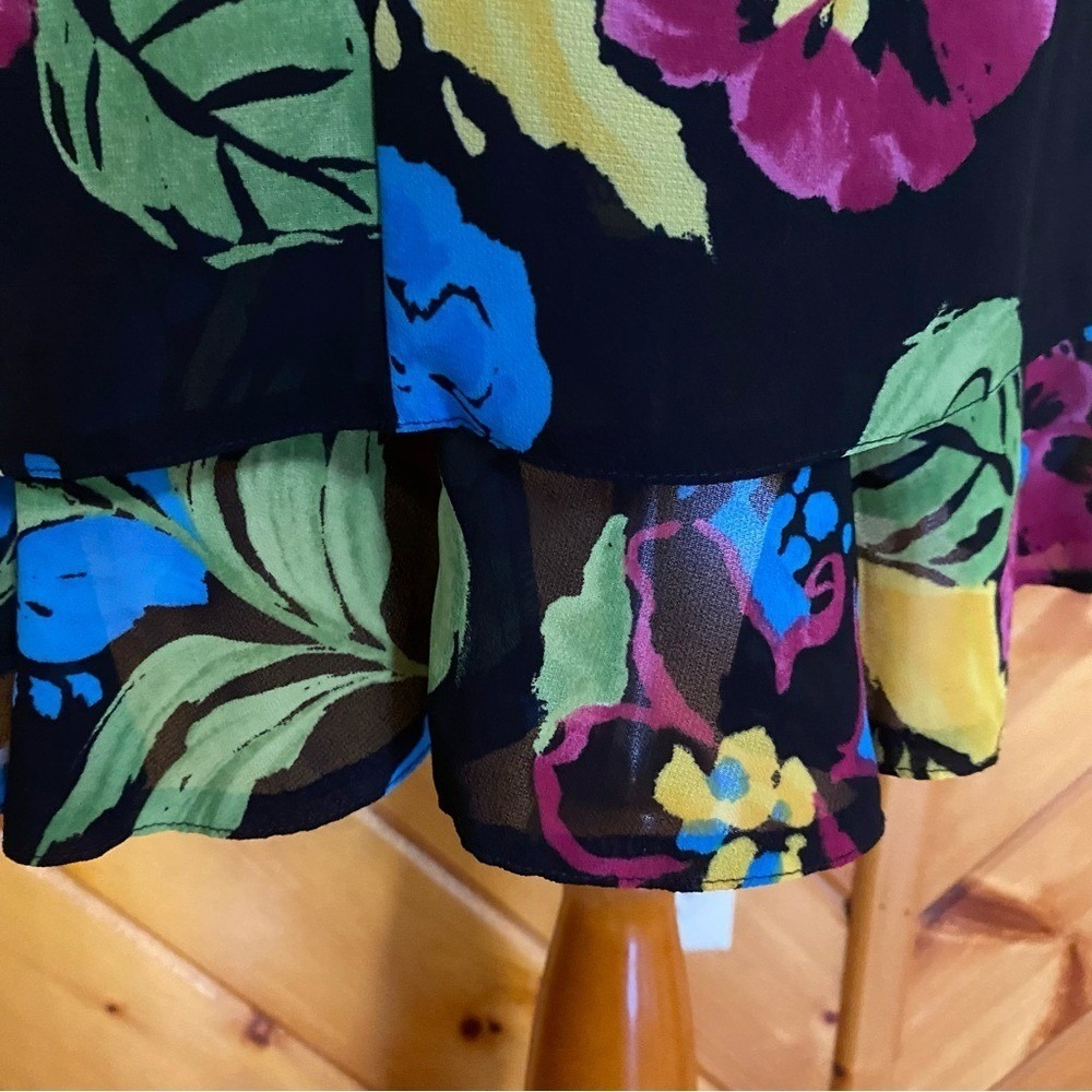 Jack Mulqueen Vintage 90s Floral Halter Neck Dress Flower Print 10 - Picture 7 of 7